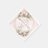 Rose Gold Floral Napkins for Sweet 15 Celebration Serviette (Ecke)