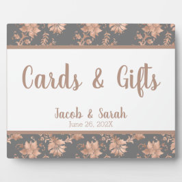 Rose Gold Floral on Gray Gift Table Plaque Fotoplatte