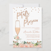 Rose Gold Floral Petals Prosecco Brautparty Einladung (Vorderseite)