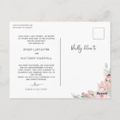 Rose Gold Floral Postponement Ankündigung Hochzeit Postkarte (Rückseite)