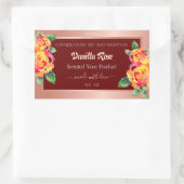 Rose Gold Floral Product Packaging Labels Burgundy Rechteckiger Aufkleber (Tasche)