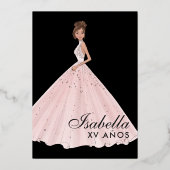 Rose Gold Floral Quinceañera Geburtstag Einladung (Rückseite)