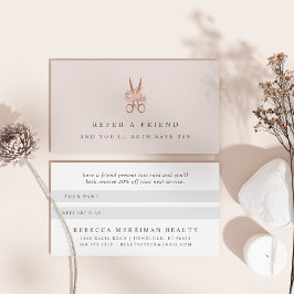 Rose Gold Floral Scissors Logo | Salon Empfehlungskarte