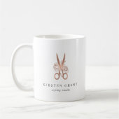 Rose Gold Floral Scissors Salon Logo Kaffeetasse (Links)