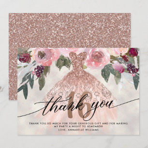 Rose Gold Floral Sweet 16 Danke