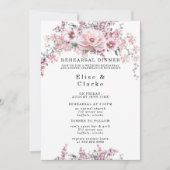 Rose Gold Floral und Eukalyptus Probe Abendessen Einladung (Vorderseite)