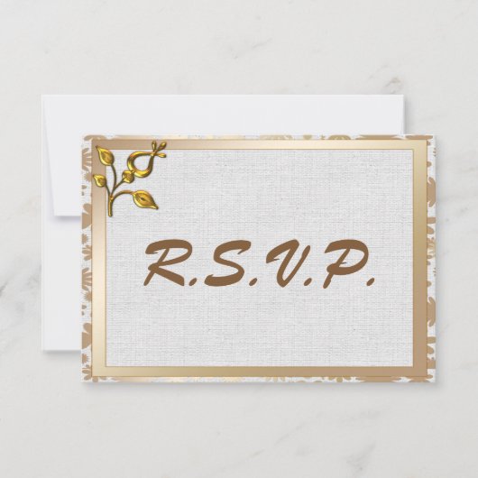 Rose Gold Floral und Linen Wedding RSVP Karte (Vorderseite)