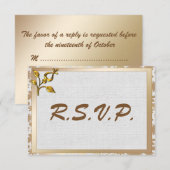 Rose Gold Floral und Linen Wedding RSVP Karte (Vorne/Hinten)