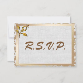 Rose Gold Floral und Linen Wedding RSVP Karte