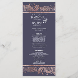 Rose Gold Floral und Navy Blue Hochzeitsprogramme Programm