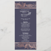 Rose Gold Floral und Navy Blue Hochzeitsprogramme Programm (Vorderseite)