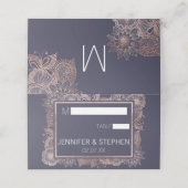 Rose Gold Floral und Navy Blue Platzkarten (Außenseite Aufgefaltet)