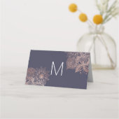 Rose Gold Floral und Navy Blue Platzkarten (Rückseite)