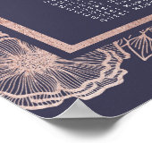 Rose Gold Floral und Navy Blue Seekarte Poster (Ecke)