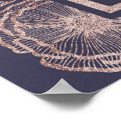 Rose Gold Floral und Navy Blue Seekarte Poster (Ecke)