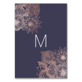 Rose Gold Floral und Navy Blue Tischnummern (Rückseite)
