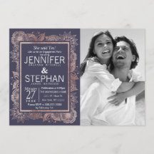 Rose Gold Floral und Navy Blue Verlobung