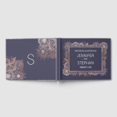 Rose Gold Floral und Navy Blue Wedbook Gästebuch (Voll)