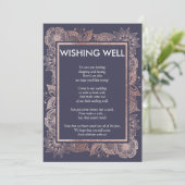 Rose Gold Floral und Navy Blue wünschenswert gut Einladung (Stehend Vorderseite)