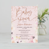 Rose Gold floral watercolor pink baby shower Folieneinladung (Stehend vorne)