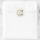 Rose Gold Floral Wedding Address Runder Aufkleber (Tasche)