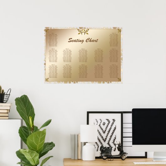 Rose Gold Floral Wedding Chart Poster (Heimbüro)