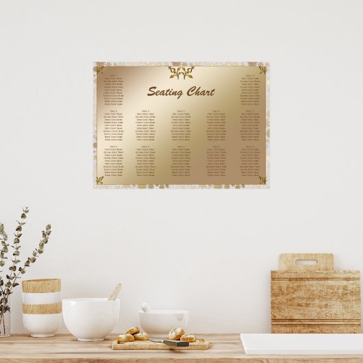 Rose Gold Floral Wedding Chart Poster (Küche)