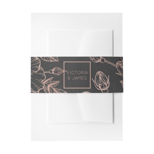 Rose Gold Floral Wedding Einladung Bauchband Einladungsbanderole (Vorderseite Beispiel)