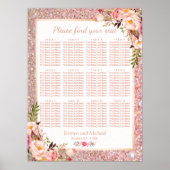 Rose Gold Floral Wedding Plan Poster (Vorne)