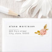 Rose Gold Floral Wedding Rücksendeadresse Etikett (Insitu)