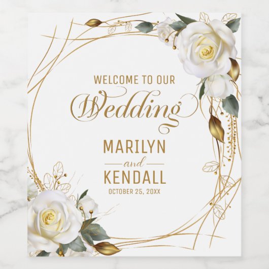 Rose Gold Floral Weinetikett (Einzelnes Label)