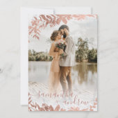 Rose Gold florale Marmor Drehbuch 5 Fotos Hochzeit Einladung (Vorderseite)