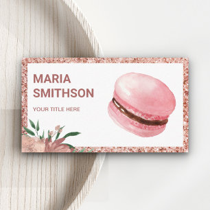 Rose Gold Florale Pinke Macaron-Konditorei Bäckere Visitenkarte