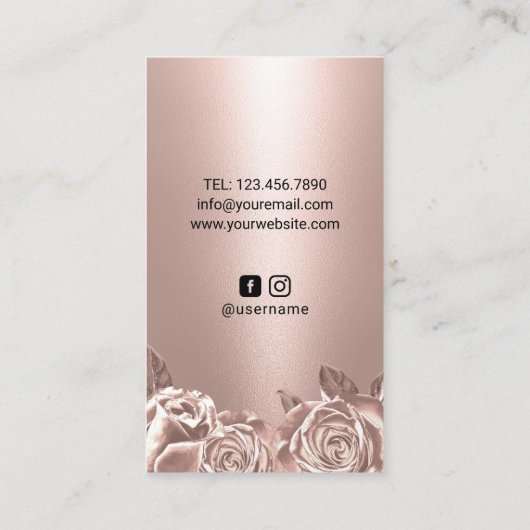 Rose Gold florale polnische Flasche Nail Manicuris Visitenkarte (Rückseite)