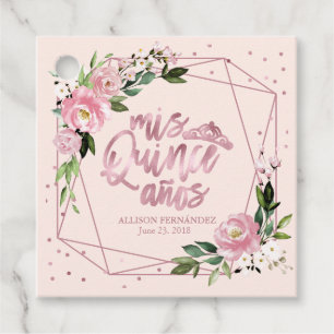 Rose Gold Florale Quinceanera Geschenkanhänger