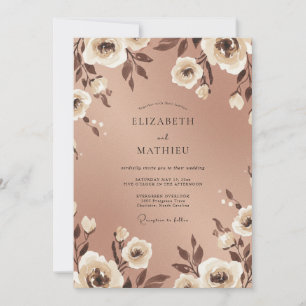 Rose Gold Florale Romanze Hochzeit Einladung