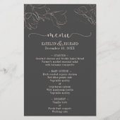 Rose Gold florale Silhouette Hochzeitsmenü (Vorderseite)