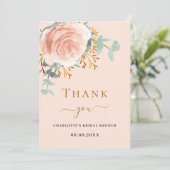 Rose gold florales Brautparty danke Karte (Stehend Vorderseite)