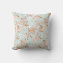 Rose Gold Florals auf gestressten Aquamarinen