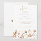 Rose Gold Florals | Elegant Boho Blume Wedding Einladung (Vorne/Hinten)