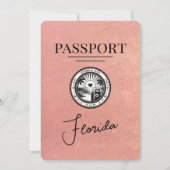 Rose Gold Florida Passport Hochzeit Einladung (Rückseite)