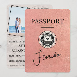 Rose Gold Florida Passport Save the Date