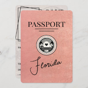 Rose Gold Florida Passport Save the Date