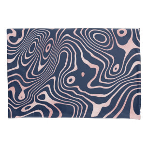 Rose Gold flüssige wirbeln Abstrakt blaues Design Kissenbezug