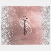 Rose Gold Fohlen Silver Glitzer Extravagant Mit Mo Fleecedecke (Vorderseite (Horizontal))