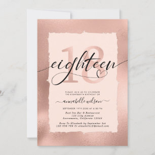 Rose Gold Foil 18. Geburtstag Foto Einladung
