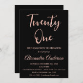 Rose Gold Foil 21. Geburtstag Einladung (Vorne/Hinten)