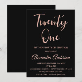 Rose Gold Foil 21. Geburtstag Einladung