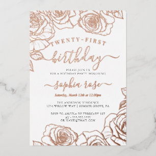 Rose Gold Foil 21. Geburtstag Folieneinladung