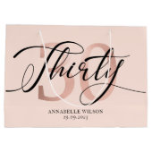 Rose Gold Foil 30. Geburtstag Große Geschenktüte (Rückseite)